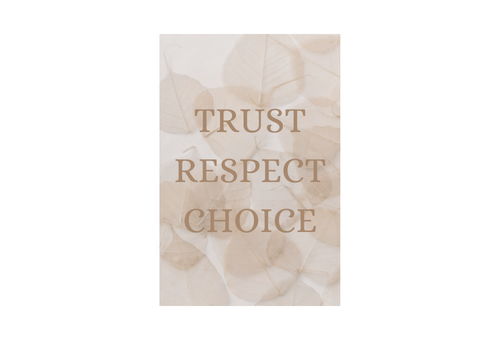 Graphic with words Trust, Respect, Choice
